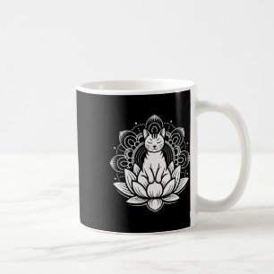 Caneca De Café Camiseta Espiritualidade Yoga Flor de Lótus Gato M