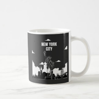 Caneca De Café camiseta estilo linha de cenário da cidade de nova