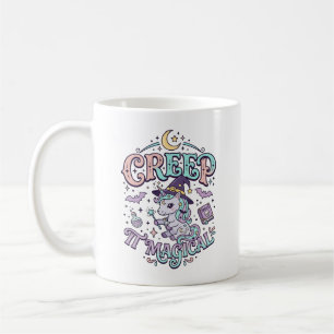 Caneca De Café Camiseta Estilo Retro Mágico de Unicórnio Assustad