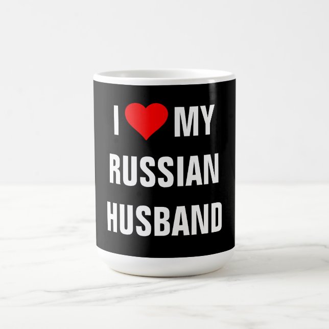 Caneca De Café Camiseta "Eu Amo meu Marido Russo" (Centro)