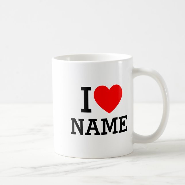 Caneca De Café Camiseta Eu Amo Nome (Direita)