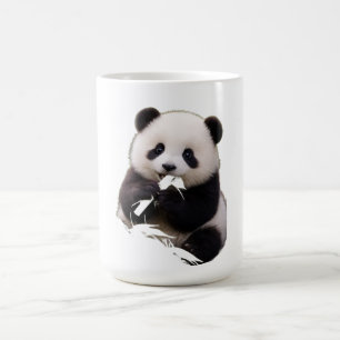 Caneca De Café Camiseta Feminina de Panda Bebê Fofo Comendo Bambu