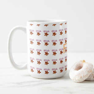 Caneca De Café Camiseta Feminina Outono Branca e Rosa