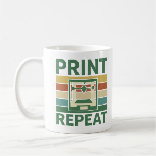 Caneca De Café Camiseta Gráfica de Impressora 3D Print Repeat Ret