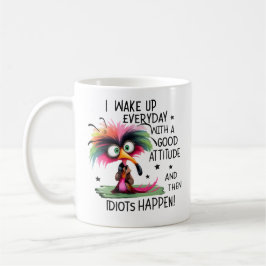 Caneca De Café Camiseta Gráfica de Pássaro com Atitude Engraçada