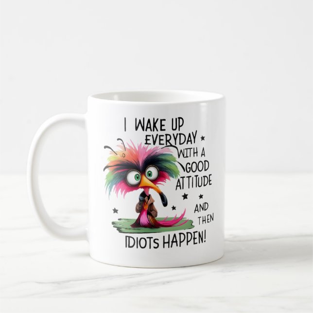 Caneca De Café Camiseta Gráfica de Pássaro com Atitude Engraçada (Esquerda)