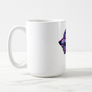 Caneca De Café Camiseta Gráfica Uivar de Lobo Galáxia Cósmica Cel