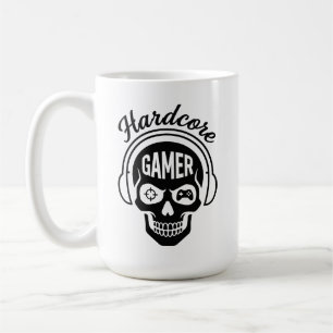 Caneca De Café Camiseta Hardcore Gamer - Caveira Retro Neon E-Spo