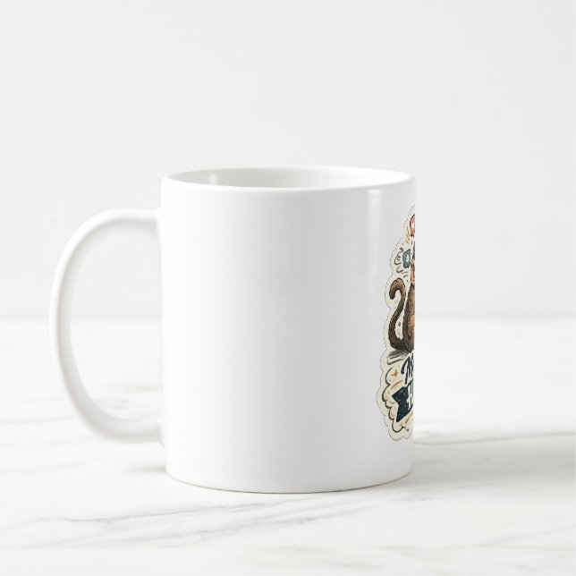 Caneca De Café Camiseta Macaco Humano Moderno | Evolução do Macac (Esquerda)