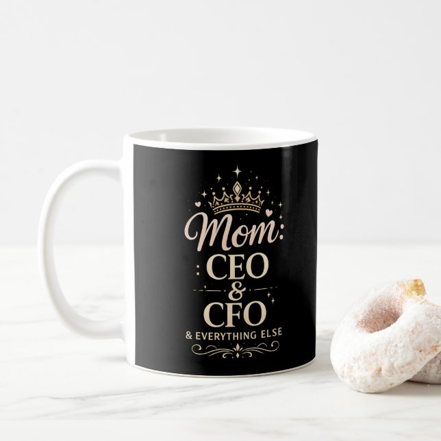 Caneca De Café Camiseta Mãe CEO & CFO – Presente Divertido do Dia (Com Donut)