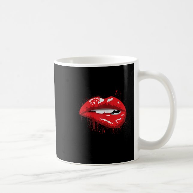 Caneca De Café Camiseta Menina Beija Lábios Vermelhos Presente de (Direita)