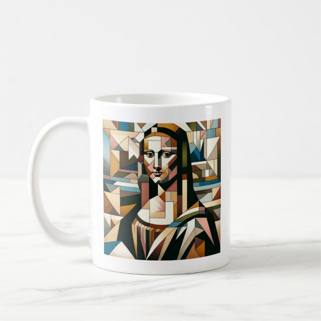 Caneca De Café Camiseta Moderna da Mona Lisa em Estilo de Vitral (Esquerda)