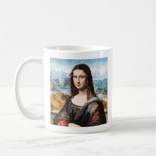 Caneca De Café Camiseta Mona Lisa Aquarela - Arte Estética Suave