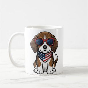 Caneca De Café Camiseta Óculos de Sol Cachorrinho Beagle Patrióti