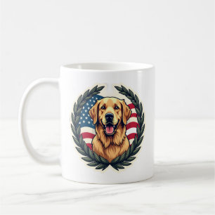 Caneca De Café Camiseta Patriótica Vintage Liberty Golden Retriev
