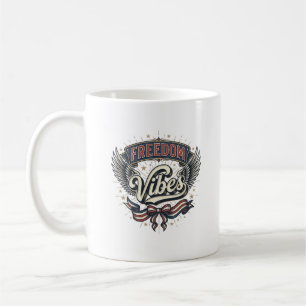 Caneca De Café Camiseta Patriótica Vintage Vibes de Liberdade_1