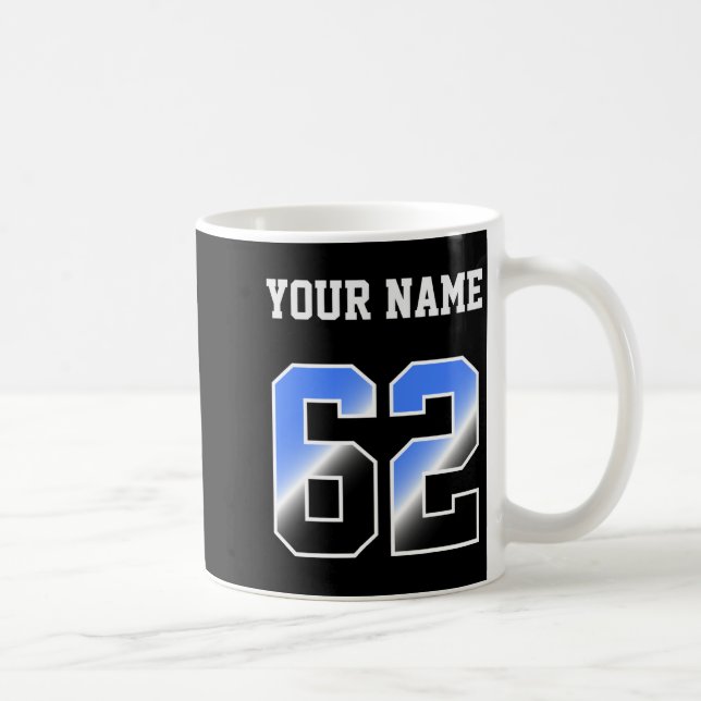 Caneca De Café Camiseta Personalizada Azul Número 62  (Direita)