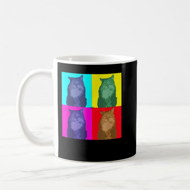 Caneca De Café Camiseta Pop de arte Maine Coon (Esquerda)