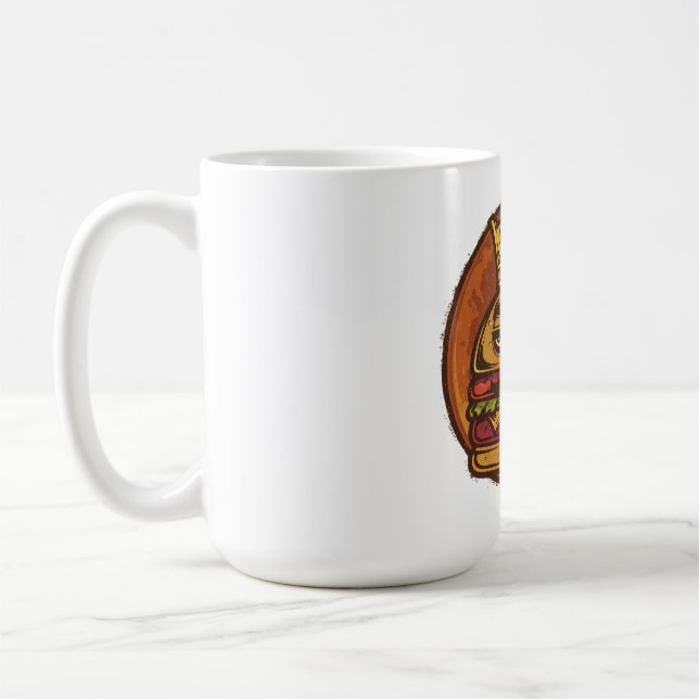 Caneca De Café Camiseta Preta Grumpy Burger Crown Gráfica (Esquerda)