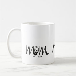 Caneca De Café Camiseta Preta Mãe Estabelecida Script