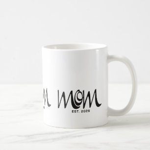 Caneca De Café Camiseta Preta Mãe Estabelecida Script
