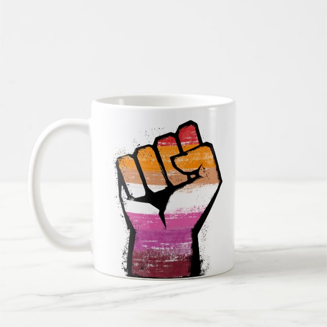 Caneca De Café Camiseta Punho do Orgulho Lésbico (Esquerda)