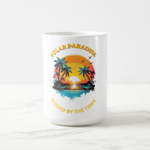 Caneca De Café Camiseta Retro Solar Paradise Guided by the Tides