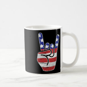 Caneca De Café Camiseta Rock N Roll Bandeira Dos EUA Sinal De Chi
