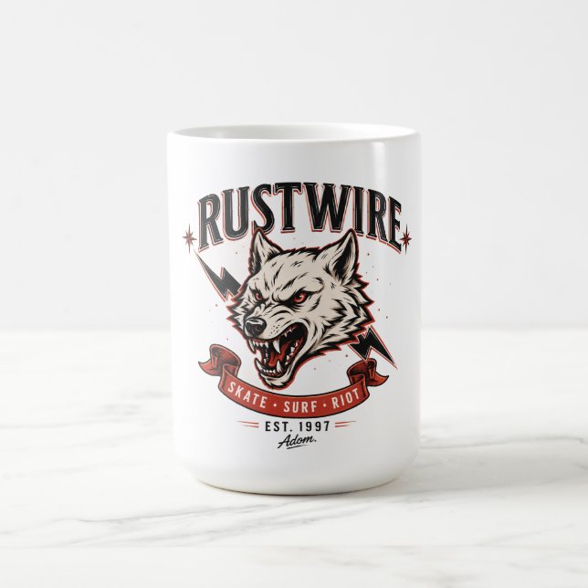 Caneca De Café Camiseta Rustwire Wolf Skull (Centro)