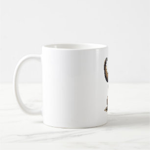 Caneca De Café Camiseta Vintage de Vida Selvagem com Xilogravura 