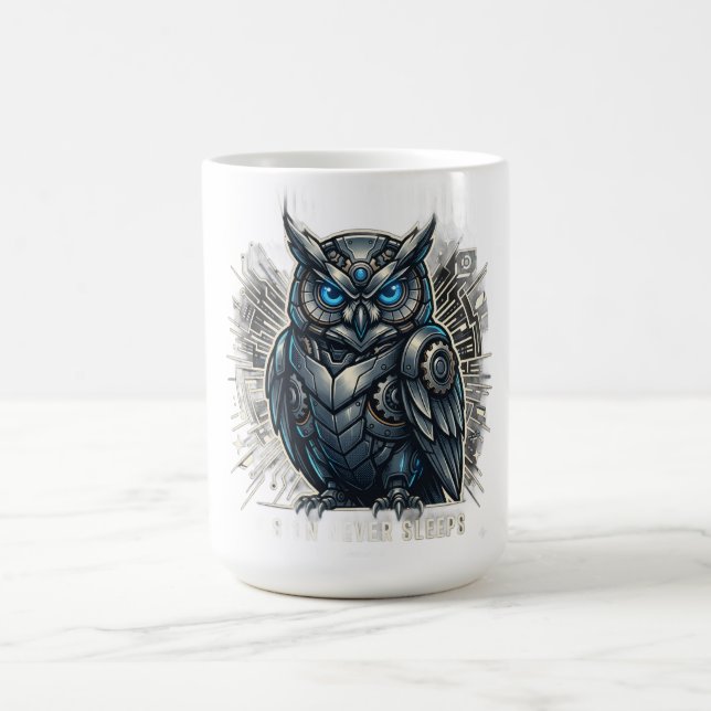 Caneca De Café Camiseta Visão de Coruja Cibernética (Centro)
