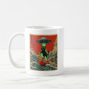 Caneca De Café Camisetas Gráficas de Anime Japonês Gato Ramen UFO