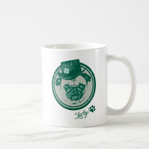 Caneca De Café Camisetas Vintage Grunge Dia de São Patrício Pug