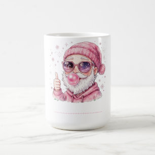 Caneca De Café Camisola engraçada do Papai Noel rosa com polegar 