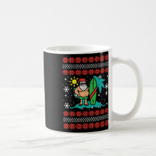 Caneca De Café Camisola Feia de Natal em Julho Santa Surfer Homen