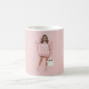 Caneca De Café Camisola Rosa Feminina Boo Crew Fantasma Pérolas