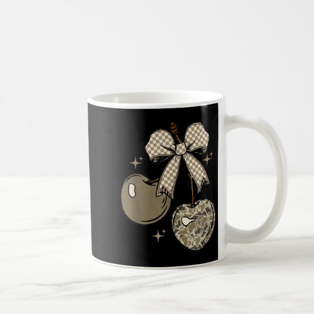 Caneca De Café Camo Checkered Cherry Bow, Hunting,checkered Patte (Direita)