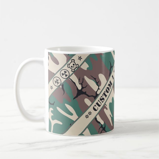 Caneca De Café Camo com texto feito sob encomenda (Esquerda)