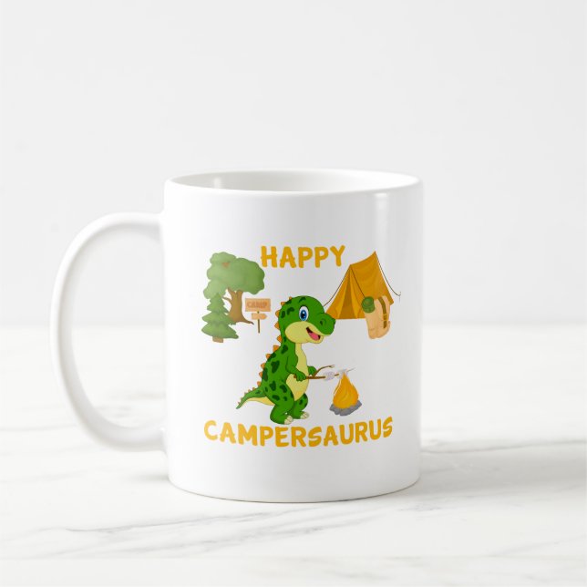 Caneca De Café Campanha do Dinossauro Gato - Feliz Campersauro (Esquerda)