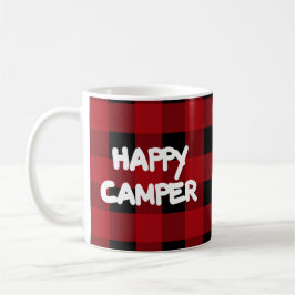 Caneca De Café Campanha Feliz da Xadrez de Buffalo Vermelha e Neg