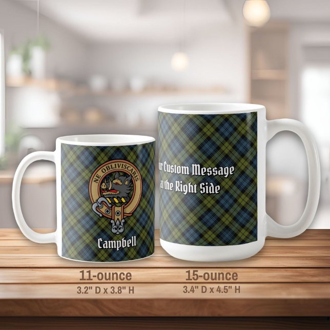 Caneca De Café Campbell Crest sobre Tartan (Criador carregado)