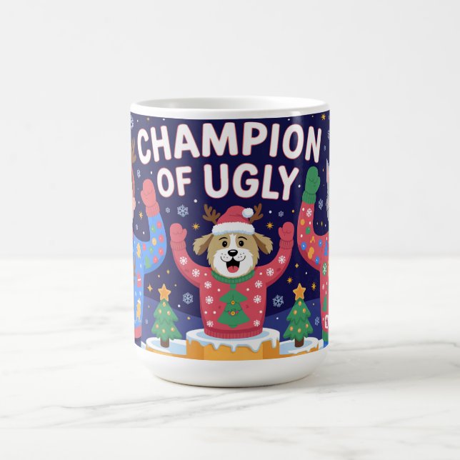 Caneca De Café Campeão da camisola feia de Natal  (Centro)