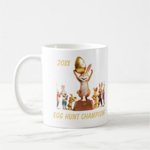 Caneca De Café Campeão de Caça de Ovo Coelho Vitorioso