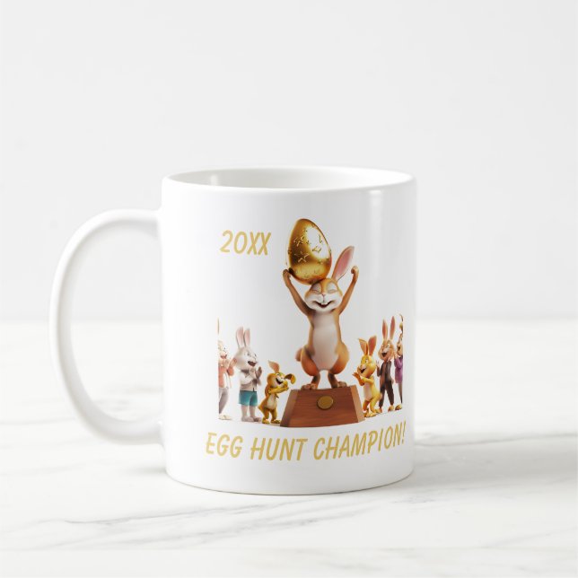 Caneca De Café Campeão de Caça de Ovo Coelho Vitorioso (Esquerda)