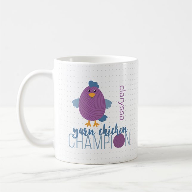 Caneca De Café Campeão de Frango de Fio Roxo e Azul (Esquerda)