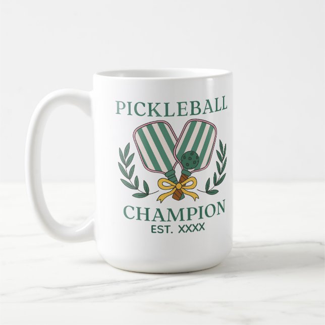 Caneca De Café Campeão de Pickleball Ano de Fundação Personalizad (Esquerda)