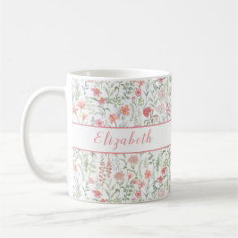 Caneca De Café Campina de Flores Silvestres Coquette Personalizad