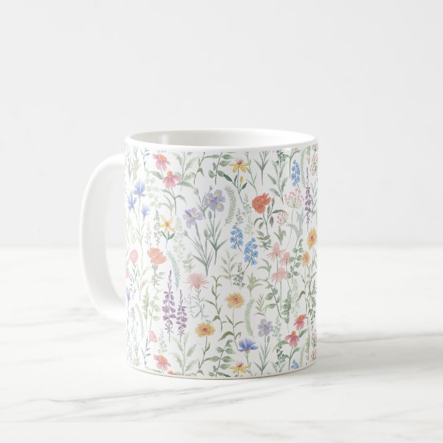 Caneca De Café Campina de Flores Silvestres Feminina Coquete (Frente Esquerda)