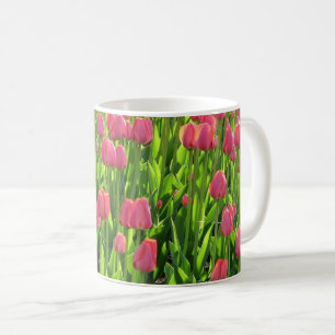 Caneca De Café Campo Bonito de Tulipas Rosa