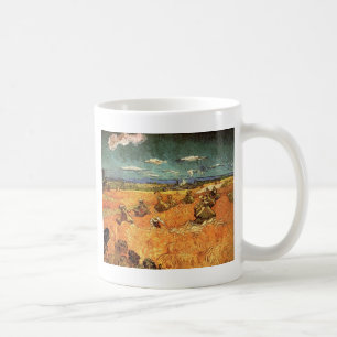 Caneca De Café Campo com Lavrador e Moinho Vincent van Gogh.